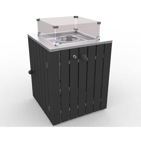 Sireck 24 in. Black Square Tempered Glass Steel Fire Pit Table