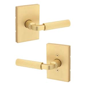 Kwikset Halifax Satin Brass Rectangle Hall/Closet Door Lever