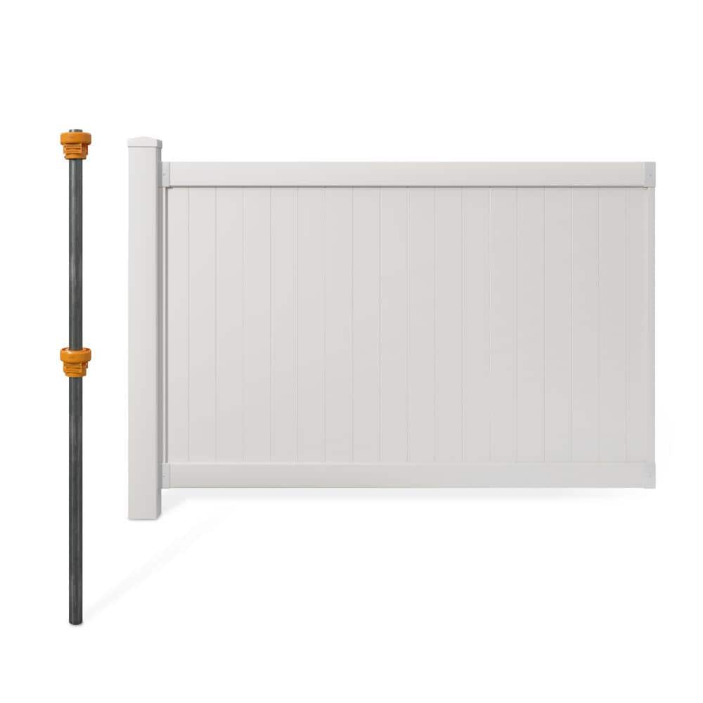 Westport White Vinyl 4 ft x 6 ft Privacy Fence Panel Kit