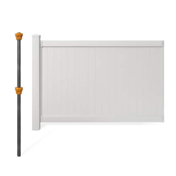 4 ft. H x 6 ft. W No Dig Westport Flat Top White Vinyl Privacy Fence Panel with Post and Anchor