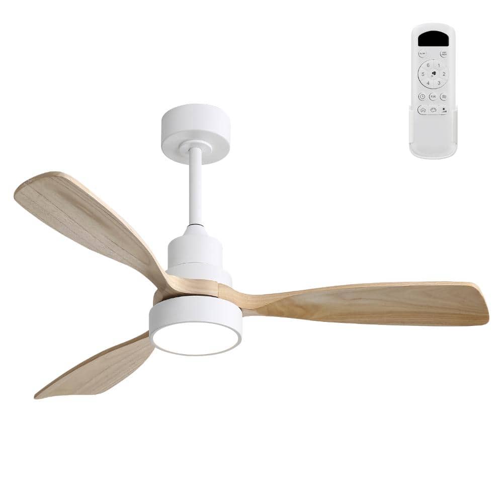 48 in. Integrated LED Indoor/Outdoor Downrod White Oak Ceiling Fan with Light Kit and Remote Control price history on PriceWatchPro