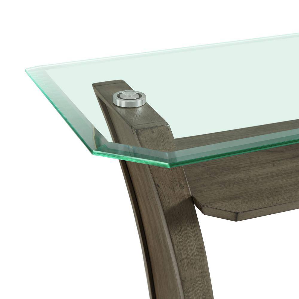 Simms 26'' Gray Transitional Square Glass Top End Table