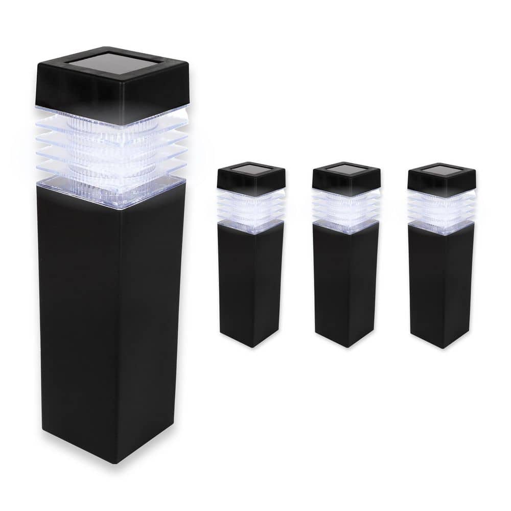 Small Black Plastic Solar LED Pathway Lights, 4-Pack