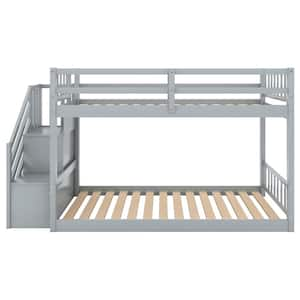 Bong Gray Twin Size Bunk Bed with Staircase