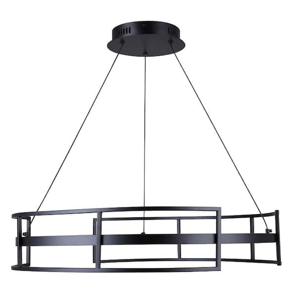 CANARM Amora 30.5-Watt Integrated LED Matte Black Contemporary Chandelier with Silicone Rubber Lens