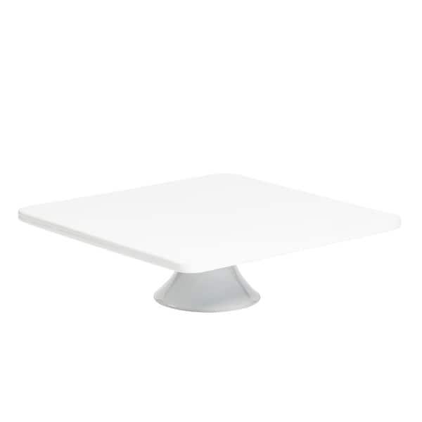 1 Tier White Porcelain 12 In Cake Stand With Square Foot Ttu R4061 Ec The Home Depot