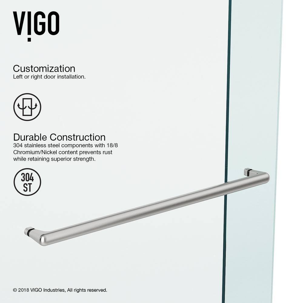 Ferrara 73" Frameless Sliding Shower Door with Clear Tempered Glass