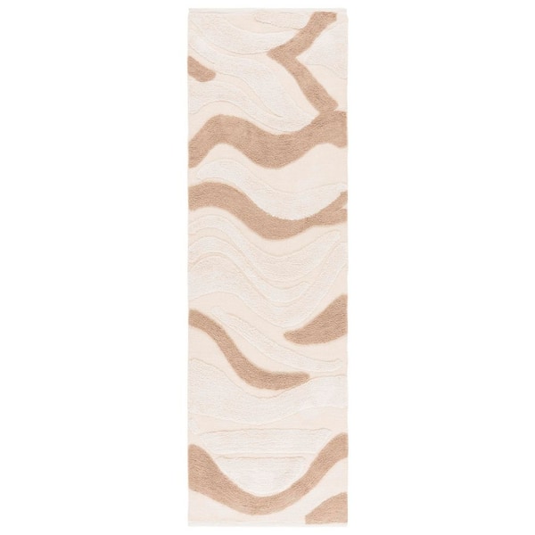 Vermont 2 ft. x 8 ft. Ivory/Beige High-Low Wavy Runner Rug