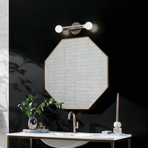 Torche 9.75 in. 2-Light Polished Nickel Bathroom Wall Sconce Light