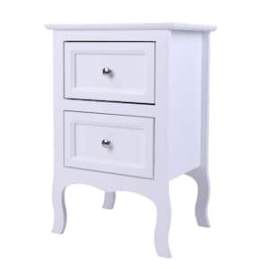 Modern 2-Drawer White Nightstand (15.7 in. W x 11.8 in. D x 23.6 in. H)