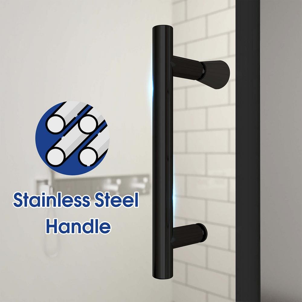 Matte Black Frameless Pivot Shower Door with Clear Glass, 32" x 72"