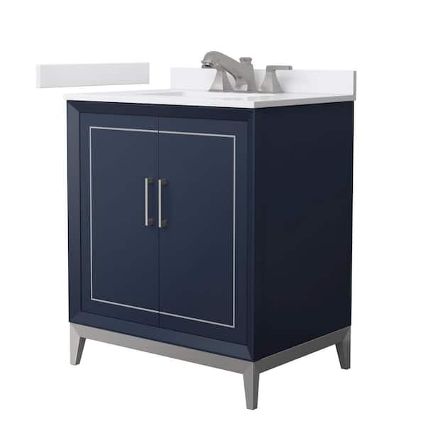 Marlena 30 in. Single Freestanding Dark Blue Bath Vanity with White Cultured Marble Top