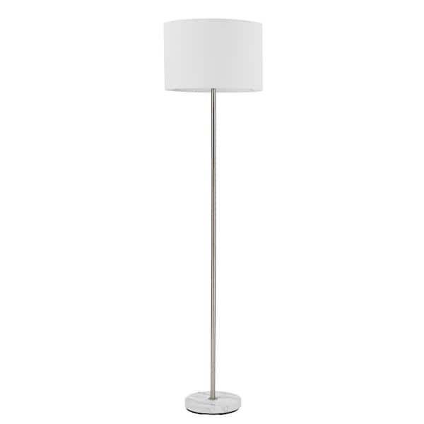 Globe Electric Versailles 60 in. Brushed Nickel Floor Lamp with Faux Marble Accent