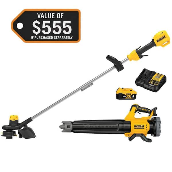 DEWALT 20V MAX Cordless Lithium-Ion String Trimmer and Blower Combo Kit with (1) 4.0 Ah Battery and Charger
