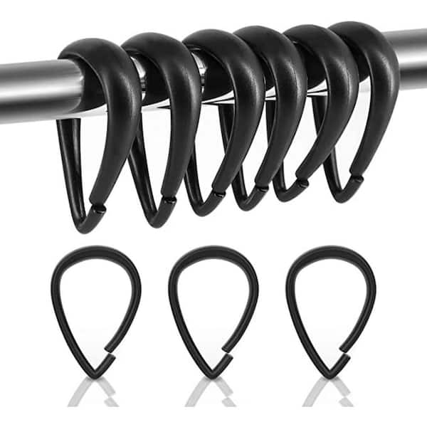 Plastic Hooks Drop-Shape Rings Hook Hanger for Bathroom Shower Rod, Sh