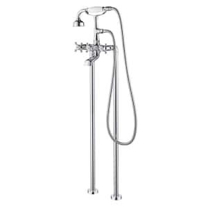 SevenFalls Telephone 3-Handle Floor Mounted Freestanding Tub Faucet with Handheld Shower in Polished Chrome