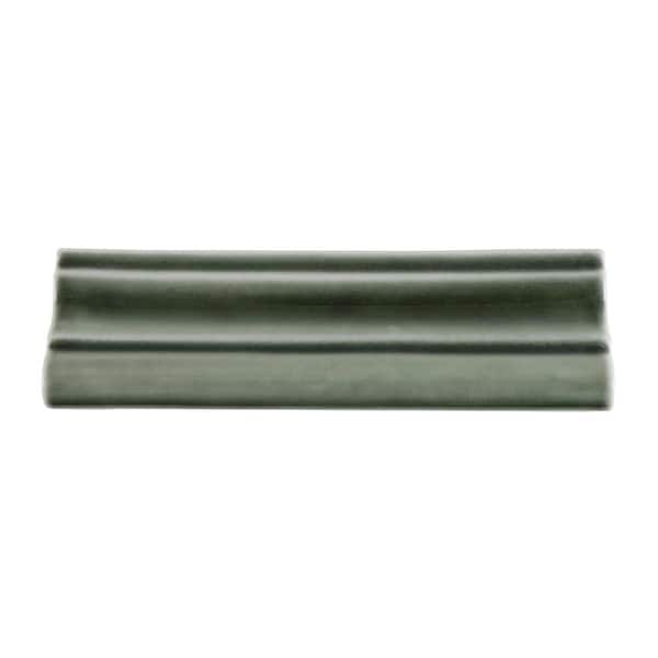 Delphi Deep Emerald 2 in. x 6 in. Polished Glass Chair Rail Liner Tile Trim (0.22 sq. ft. / Each)