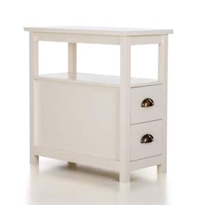 24 in. High White Accent MDF Side Table with 2-Drawers