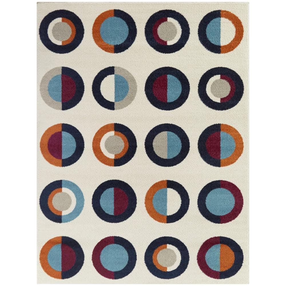 Curie Multicolor Geometric Kids' Synthetic Area Rug