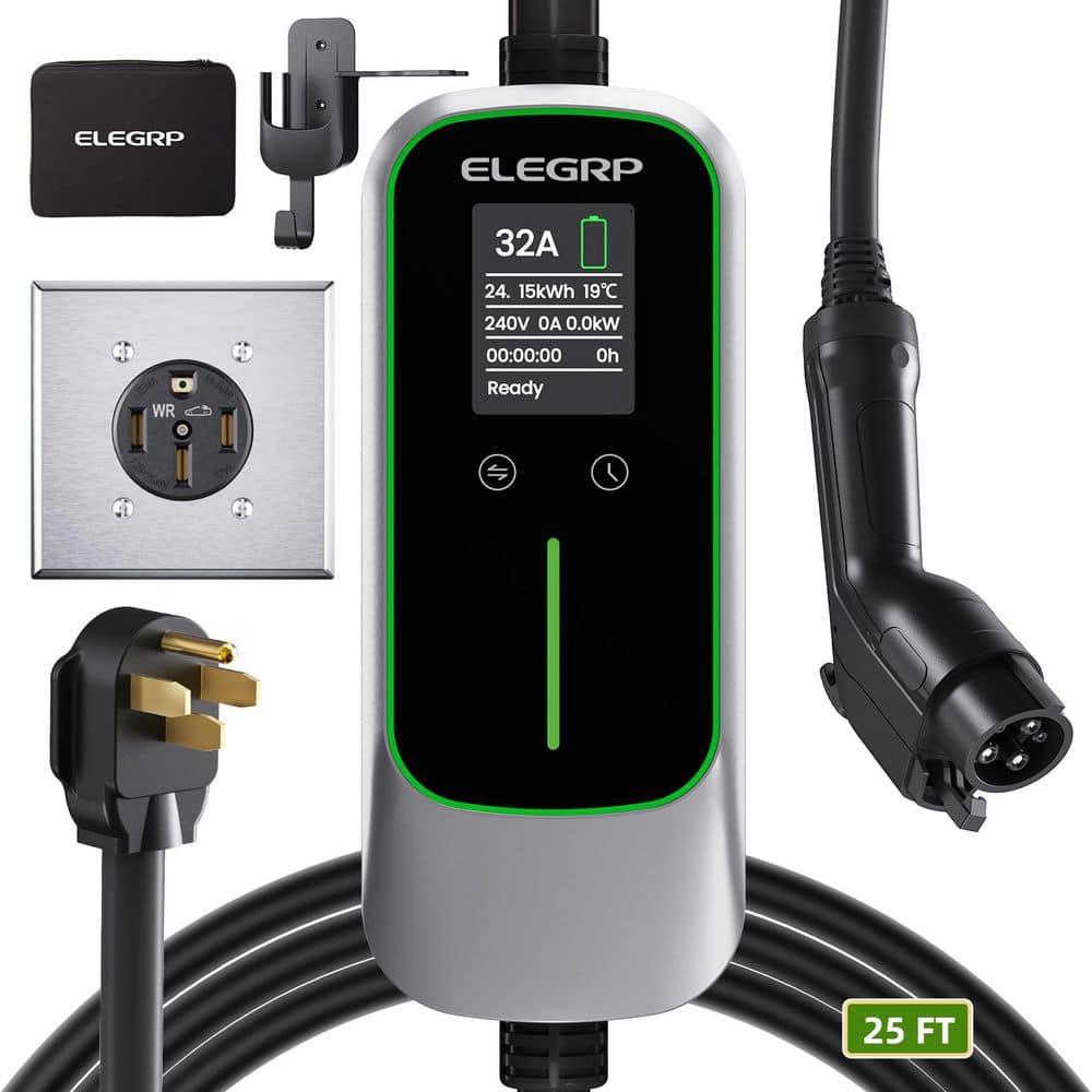 Portable Electric Vehicle Charger Level 2, EV Charger 240V 32A for BEVs/PHEVs, 25ft Cable W/ NEMA 14-50 outlet & Plug price history on PriceWatchPro