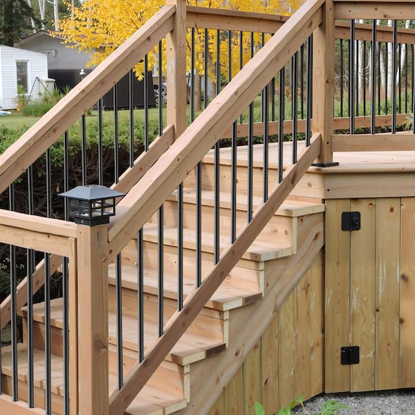 Staircase Balusters 51-Pack, 26 in. Aluminum Stair Balusters, 3/4 in. Water-Proof Round Metal Spindle Railing, Black
