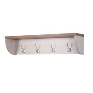 35.04 in Entryway White Wall Mounted Coat Rack