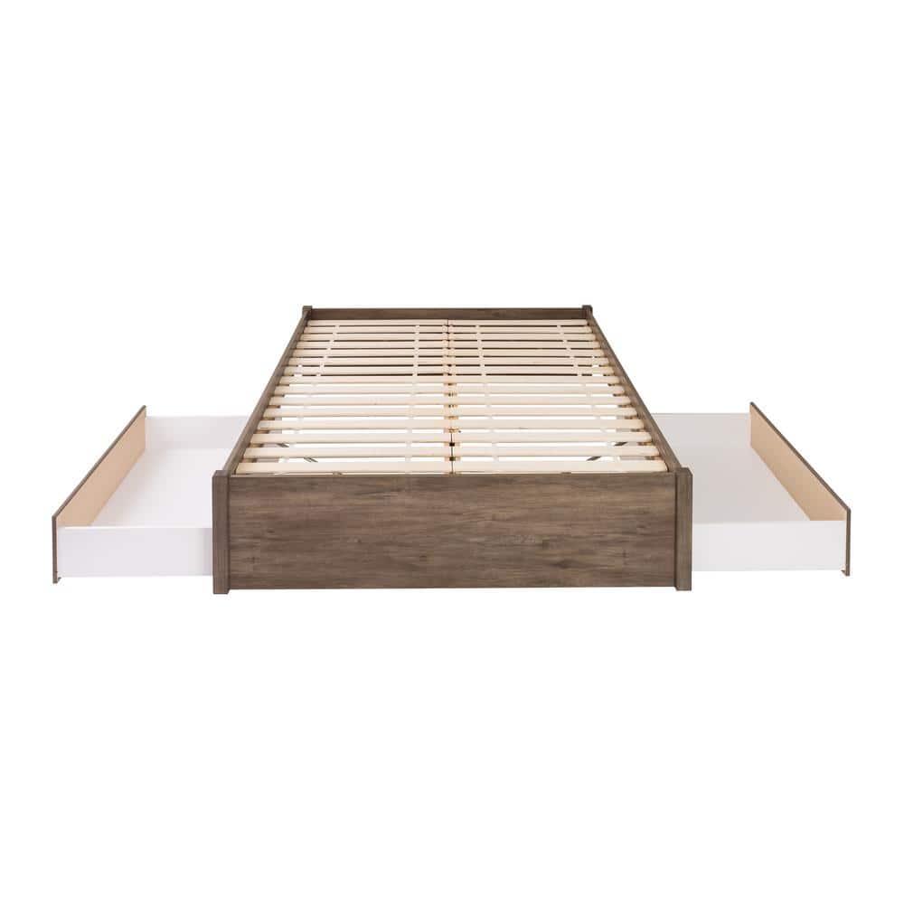 Elegant Queen Platform Bed with Upholstered Wood Frame and 2 Storage Drawers