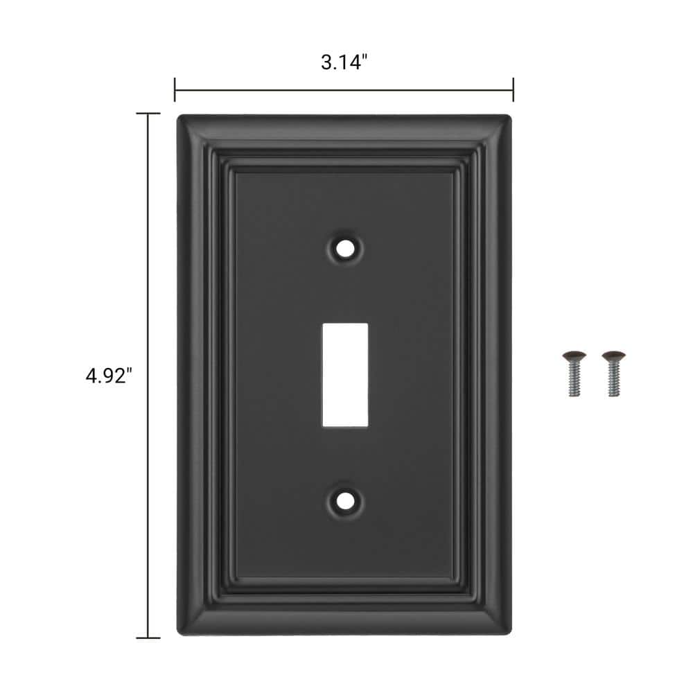 Black Metal 1-Gang Toggle Switch Wall Plates, 4-Pack