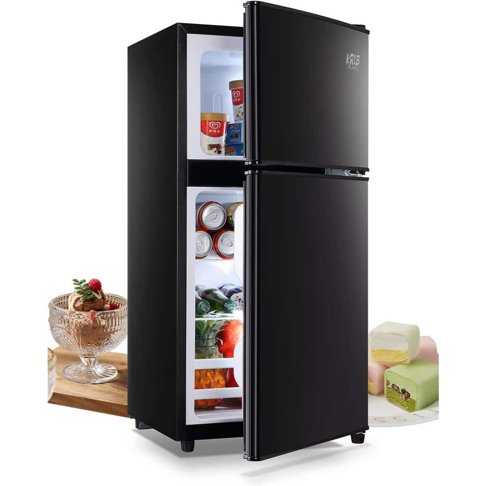 Krib Bling 17.5 in. 3.5 Cu. ft. Compact Mini Refrigerator in Black with Top Freezer