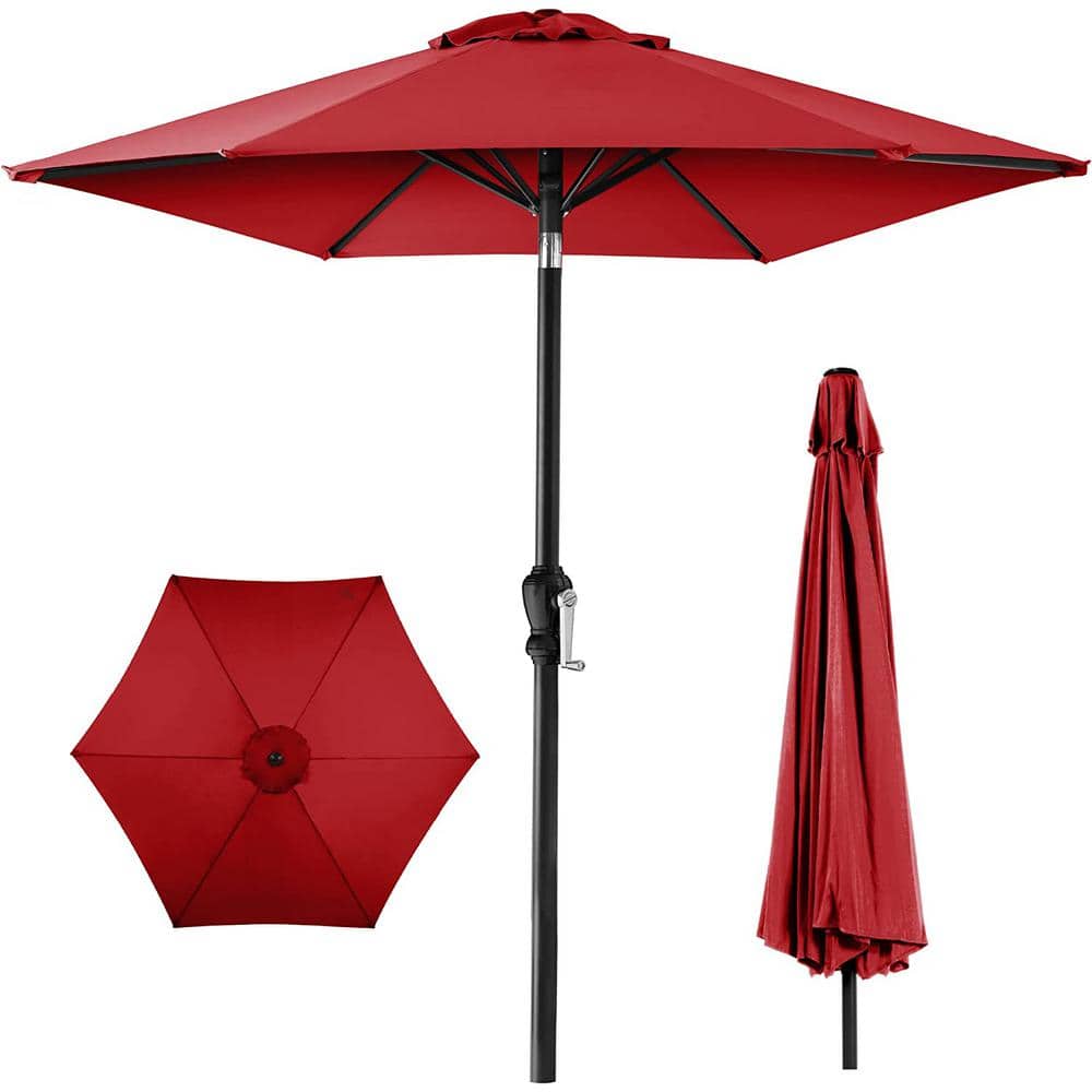 10ft Outdoor Steel Polyester Market Patio Umbrella w/Crank, Easy Push Butto