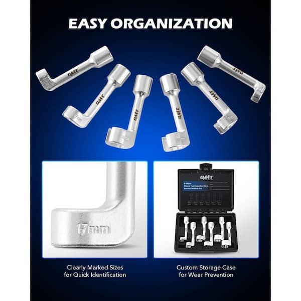 Oyezvary 1/2 in. Dr Diesel Injector Socket Wrench Set 6-Piece 12