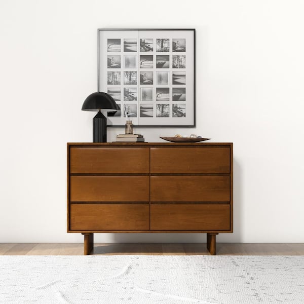 Ashcroft Furniture Co Hardy Walnut Brown 6-drawer 47.2 in. Wide Dresser