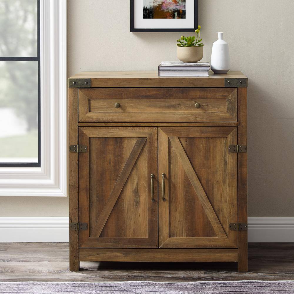 Barnwood and white sliding barn door accent cabinet by manor park discount