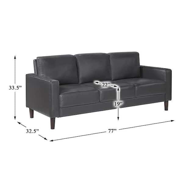 Lazzara Apollo 77 in. W Square Arm Faux Leather Rectangle Sofa in