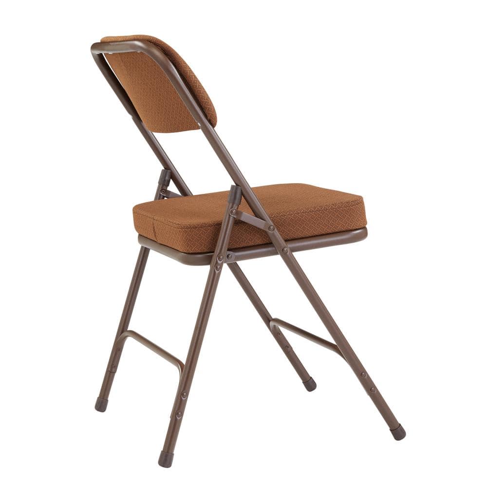 Gold and Mocha Brown Armless Vinyl Upholstered Folding Chair Set