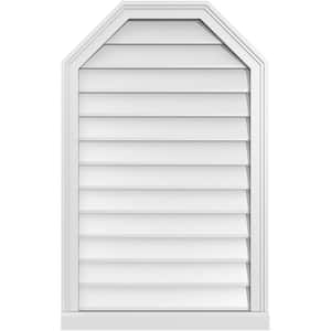 24" x 38" Octagonal Top Surface Mount PVC Gable Vent: Non-Functional with Brickmould Sill Frame