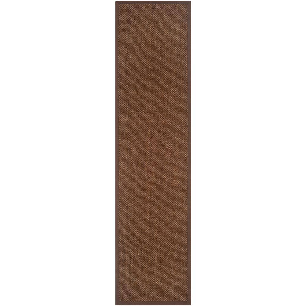 SAFAVIEH Natural Fiber Brown 2 ft. x 8 ft. Border Runner Rug NF443D-280 ...