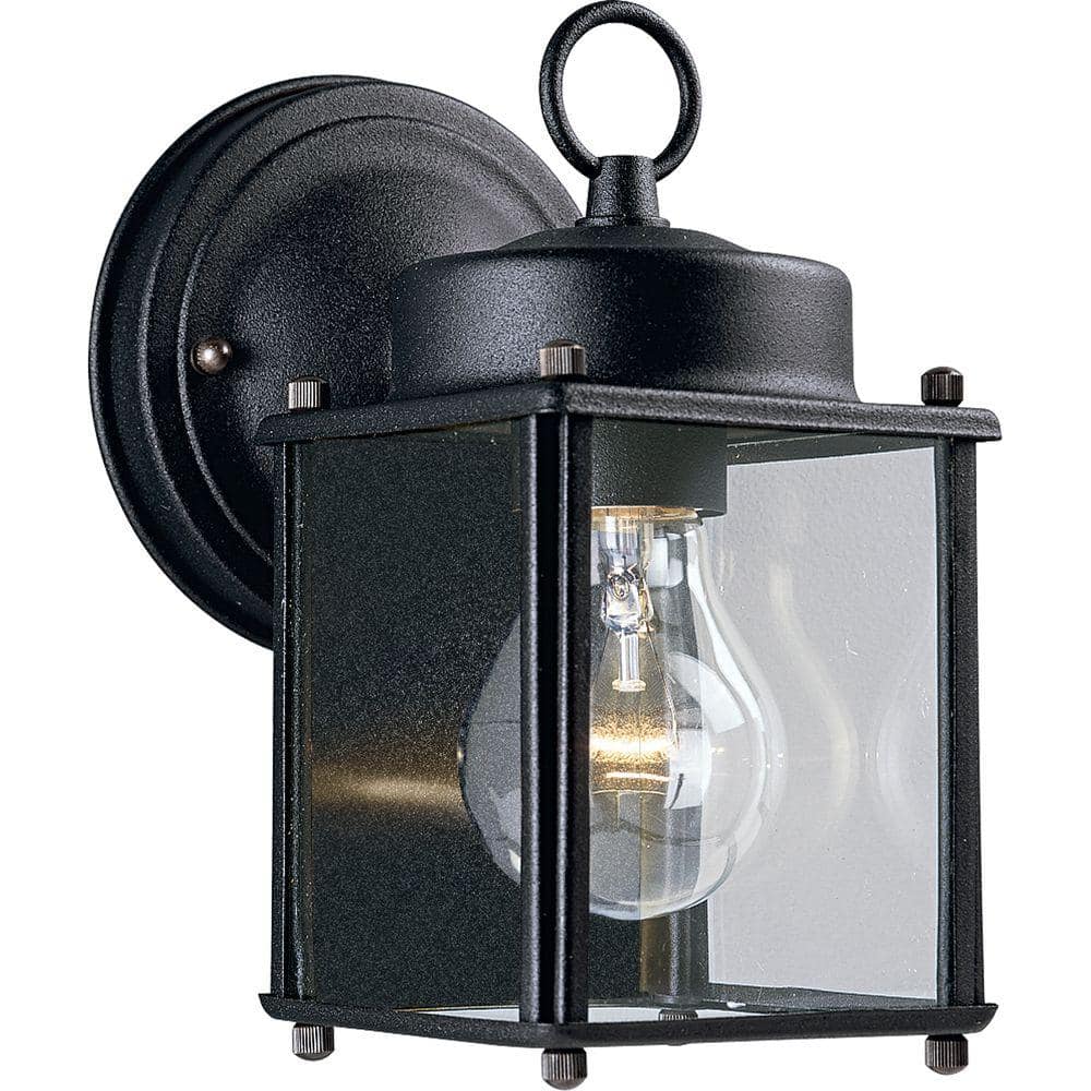 1-Light Textured Black Clear Flat Glass Traditional Outdoor Wall Lantern Light price history on PriceWatchPro