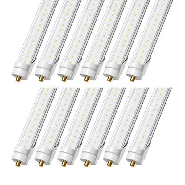 8 ft 45-Watt T8 LED Shop Light, 6000K Daylight, Ballast Bypass, 5850 Lumens, Clear Cover, 12-Pack