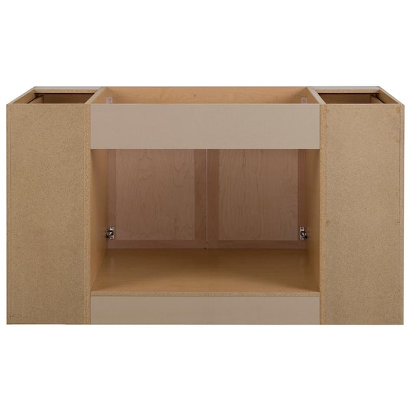 Project Source 60-in W x 35-in H x 23.75-in D Natural Unfinished Oak Sink  Base Fully Assembled Cabinet (Flat Panel Square Door Style) in the Kitchen  Cabinets department at