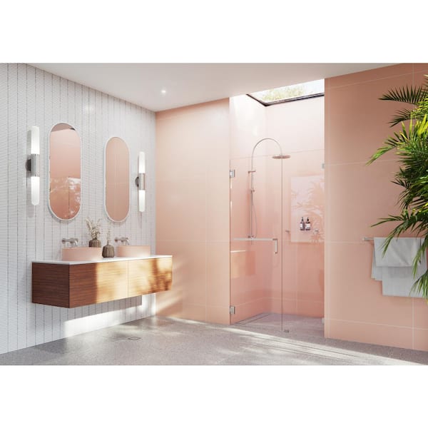 78 in. x 36 in. Frameless Pivot Wall Hinged Towel Bar Shower Door