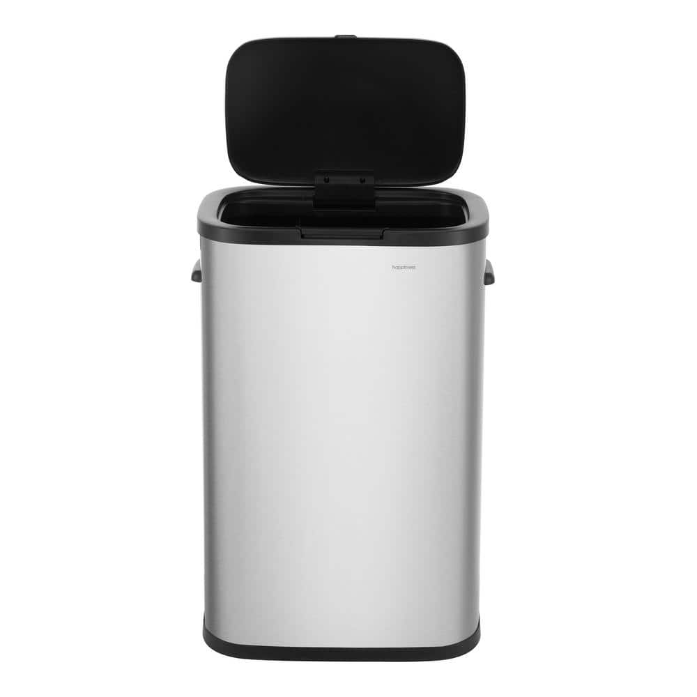 Platinum Silver 14.5-Gallon Fingerprint Resistant Metal Trash Can