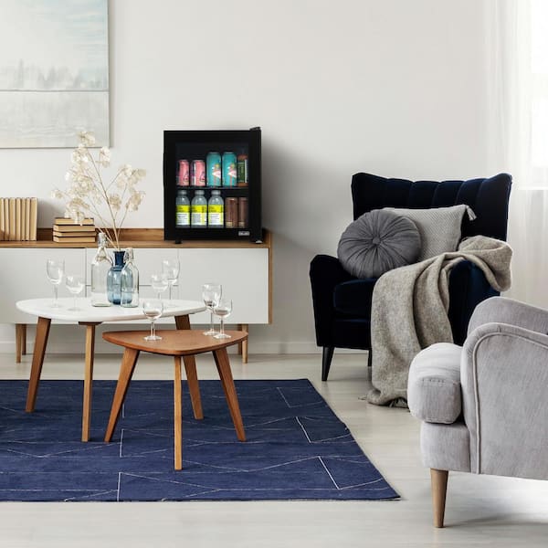 17 in. 60-Can Beverage Refrigerator with Glass Door in Black, Freestanding or Countertop Mini Fridge