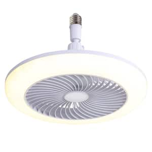 11 in. Integrated LED Indoor Caged White Ceiling Fan with Light and Remote, Socket