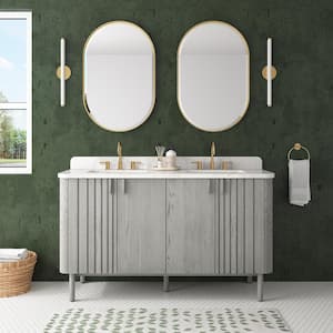 Blakely 61 in. W x 22 in. D x 35 in. H Double Sinks Bath Vanity Combo in Gray Oak finish with Calacatta Quartz Top