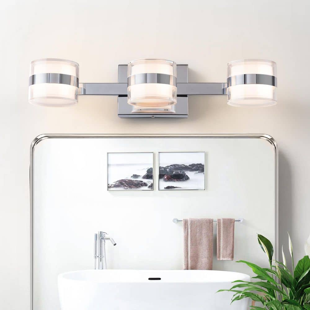 19.7" Chrome Acrylic 3-Light Dimmable Vanity Fixture