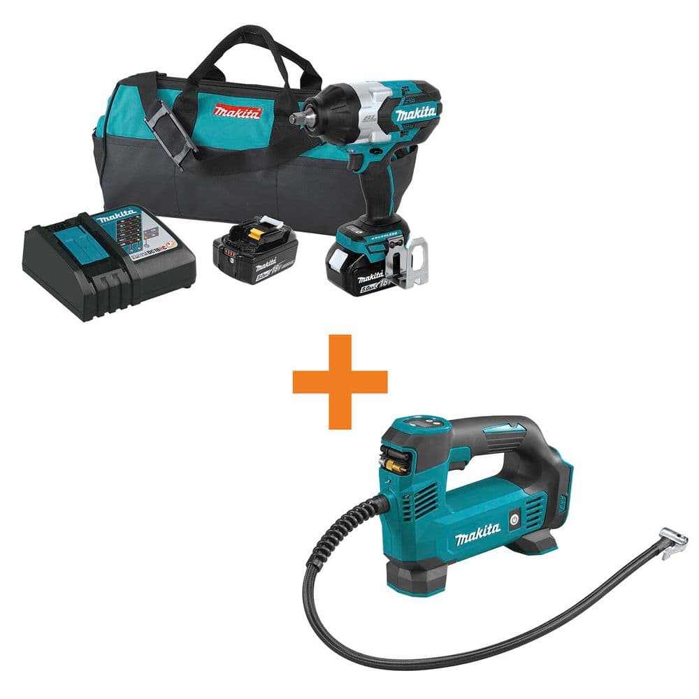 18V LXT Brushless High Torque 1/2 in. Square Drive Impact Wrench kit 5.0Ah with 18V LXT Electric Portable Inflator price history on PriceWatchPro
