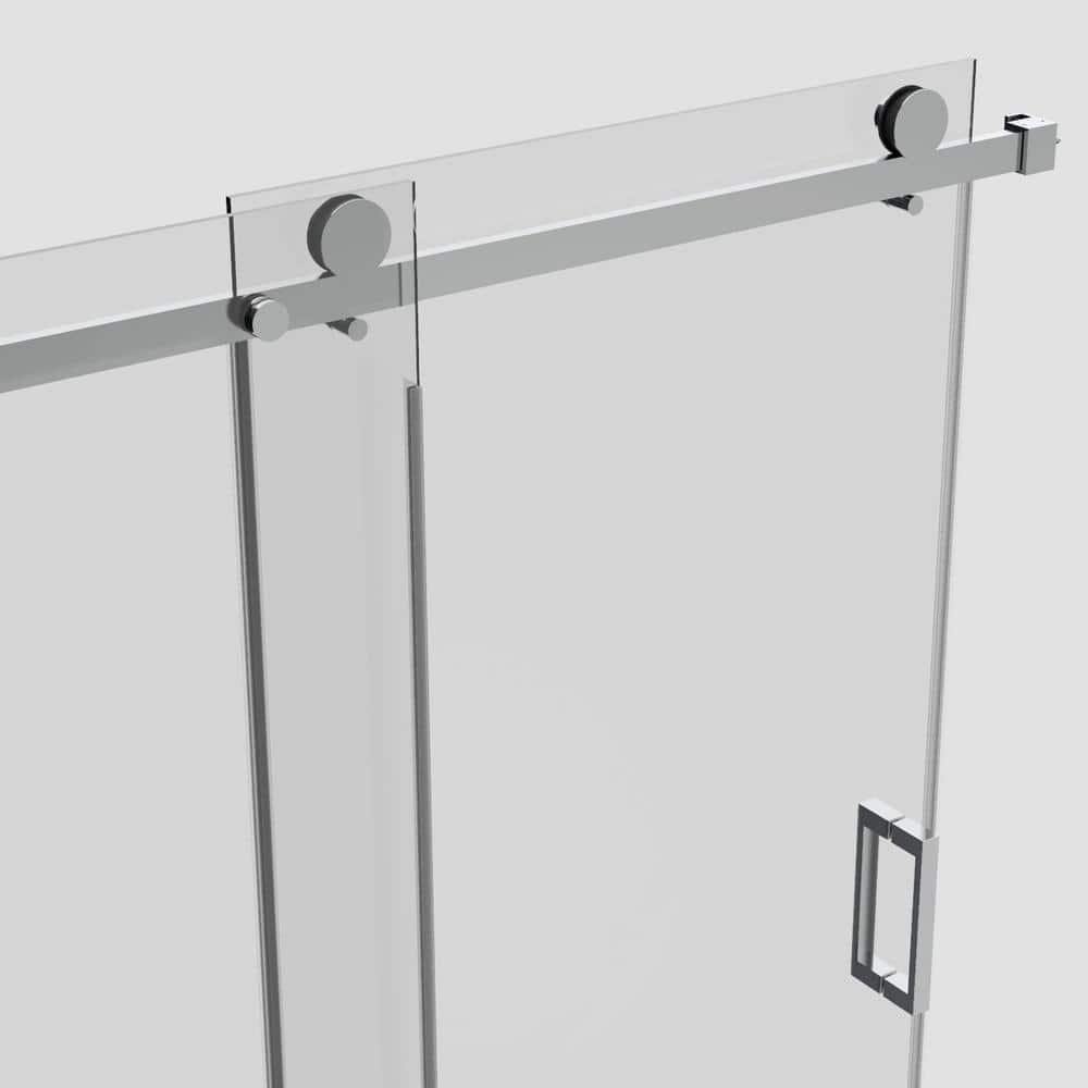 60'' W 76'' H Chrome Frameless Sliding Shower Enclosure
