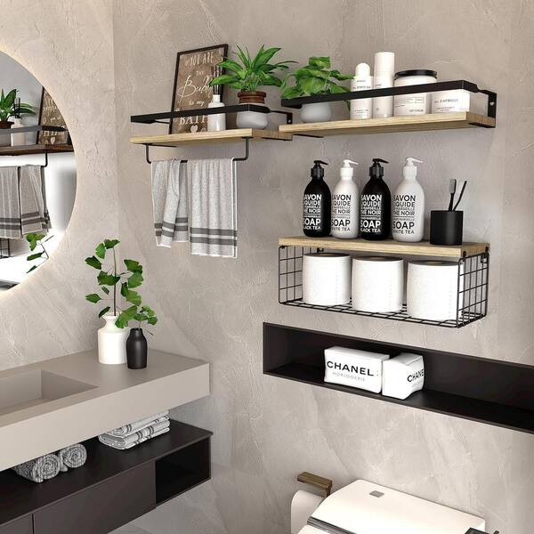 Cubilan 5.9 in. W x 16 in. D Light Brown Wall Mounted Wood Decorative Wall Shelf