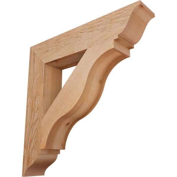 Ekena Millwork 6 in. x 32 in. x 32 in. Western Red Cedar Funston Traditional Rough Sawn Bracket